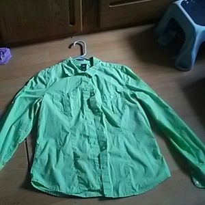 Green button down shirt